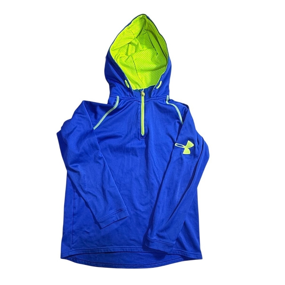 Under Armour Youth Medium Blue Quarter Zip‎ Hoodie Activewear Shirt-2253